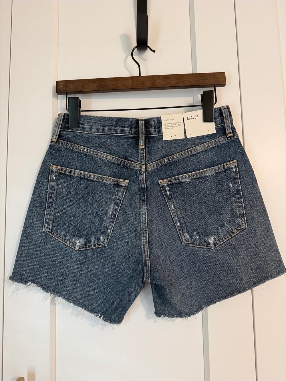 NWT! AGOLDE Women’s 25 Reese Shorts High Rise Organic Cotton Denim Cutoff Raw - Picture 7 of 7